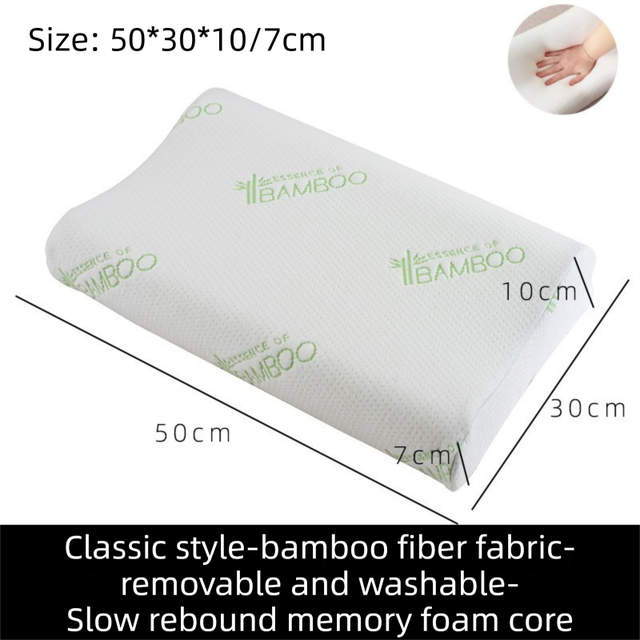 2 Pack Wave Shaped Contour Memory Foam Pillow with Washable Bamboo Fibre Covers - 3-5 Second Slow Rebound and High Low Neck S