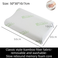 2 Pack Wave Shaped Contour Memory Foam Pillow with Washable Bamboo Fibre Covers - 3-5 Second Slow Rebound and High Low Neck S