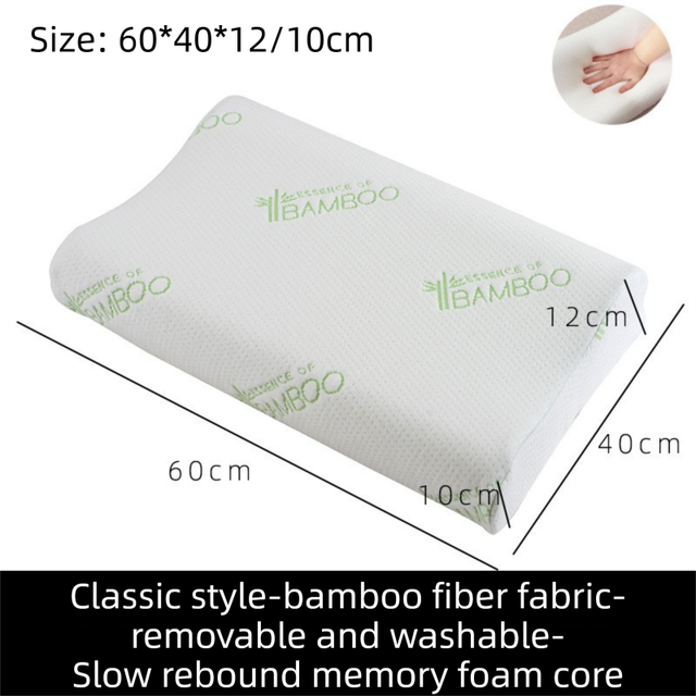 2 Pack Wave Shaped Contour Memory Foam Pillow with Washable Bamboo Fibre Covers - 3-5 Second Slow Rebound and High Low Neck S