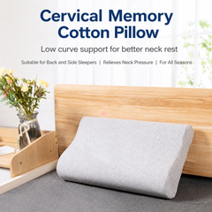 2 Pack Wave Shaped Contour Memory Foam Pillow with Washable Bamboo Fibre Covers - 3-5 Second Slow Rebound and High Low Neck S