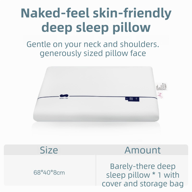 White Deep Sleep Slow Rebound Memory Foam Pillow with Washable Cover and Storage Bag - Broad Surface and All-Around Neck Supp