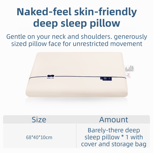 Beige Deep Sleep Slow Rebound Memory Foam Pillow with Washable Cover and Storage Bag - Broad Surface and All-Around Neck Supp