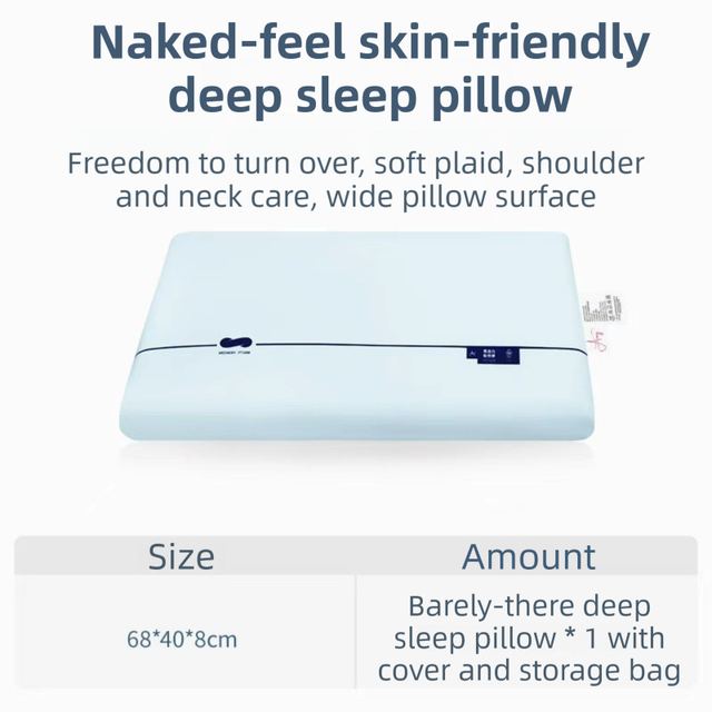 Blue Deep Sleep Slow Rebound Memory Foam Pillow with Washable Cover and Storage Bag - Broad Surface and All-Around Neck Suppo