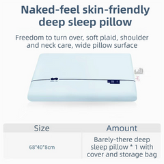 Blue Deep Sleep Slow Rebound Memory Foam Pillow with Washable Cover and Storage Bag - Broad Surface and All-Around Neck Suppo