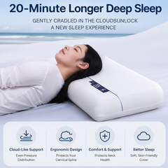 Grey Deep Sleep Slow Rebound Memory Foam Pillow with Washable Cover and Storage Bag - Broad Surface and All-Around Neck Suppo