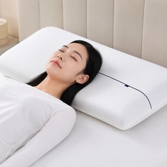Grey Deep Sleep Slow Rebound Memory Foam Pillow with Washable Cover and Storage Bag - Broad Surface and All-Around Neck Suppo