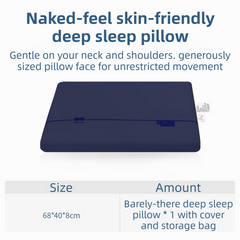 Navy Blue Deep Sleep Slow Rebound Memory Foam Pillow with Washable Cover and Storage Bag - Broad Surface and All-Around Neck 