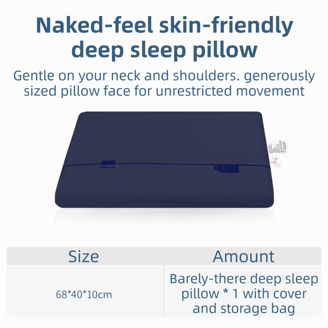 Navy Blue Deep Sleep Slow Rebound Memory Foam Pillow with Washable Cover and Storage Bag - Broad Surface and All-Around Neck 