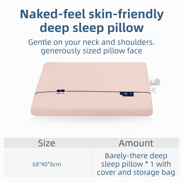 Pink Deep Sleep Slow Rebound Memory Foam Pillow with Washable Cover and Storage Bag - Broad Surface and All-Around Neck Suppo