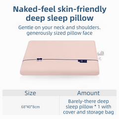 Pink Deep Sleep Slow Rebound Memory Foam Pillow with Washable Cover and Storage Bag - Broad Surface and All-Around Neck Suppo