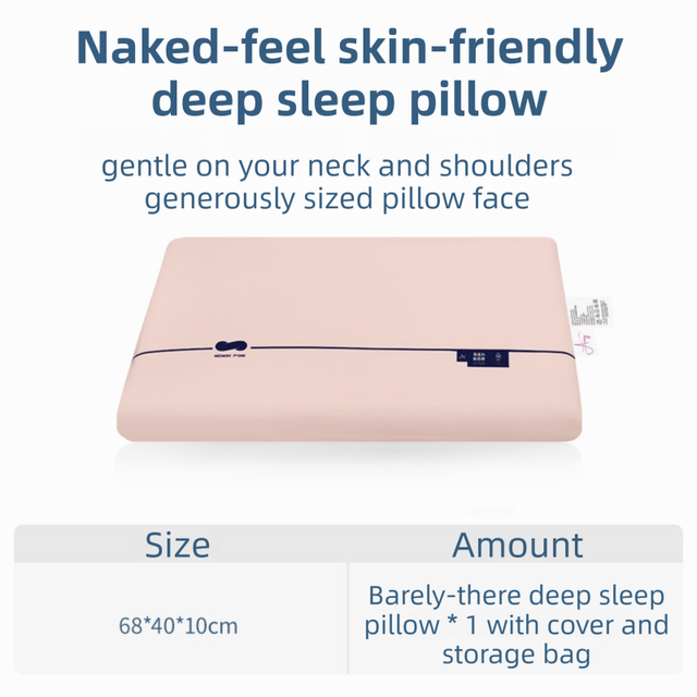 Pink Deep Sleep Slow Rebound Memory Foam Pillow with Washable Cover and Storage Bag - Broad Surface and All-Around Neck Suppo