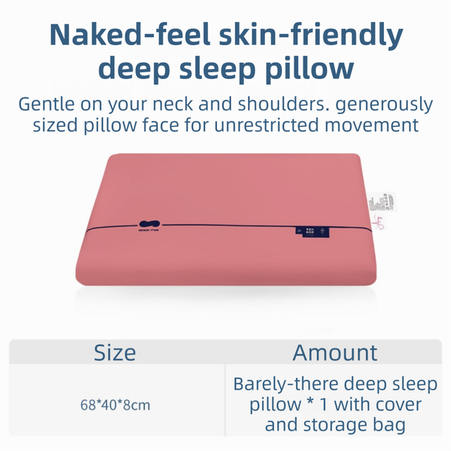 Rose Red Deep Sleep Slow Rebound Memory Foam Pillow with Washable Cover and Storage Bag - Broad Surface and All-Around Neck S