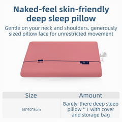 Rose Red Deep Sleep Slow Rebound Memory Foam Pillow with Washable Cover and Storage Bag - Broad Surface and All-Around Neck S