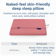Rose Red Deep Sleep Slow Rebound Memory Foam Pillow with Washable Cover and Storage Bag - Broad Surface and All-Around Neck S