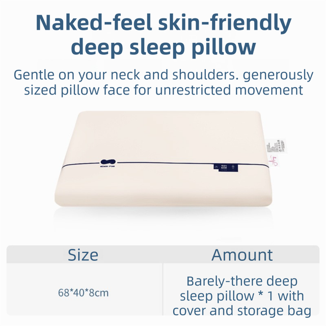 Beige Deep Sleep Slow Rebound Memory Foam Pillow with Washable Cover and Storage Bag - Broad Surface and All-Around Neck Supp