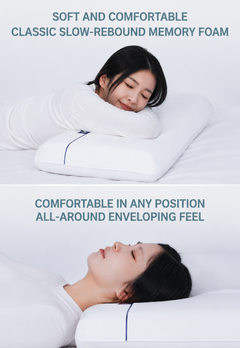 Beige Deep Sleep Slow Rebound Memory Foam Pillow with Washable Cover and Storage Bag - Broad Surface and All-Around Neck Supp