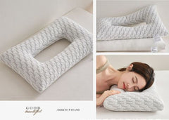 Extra Large 3D Knitted Ergonomic Ear Protection Pillow with Hollow Ear Relief Design & Breathable Washable Cover - High Elast
