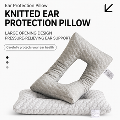 3D Knitted Ergonomic Ear Protection Pillow with Hollow Ear Relief Design & Breathable Washable Cover - High Elasticity Suppor