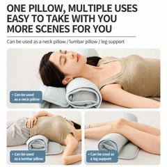 2-in-1 Blue Adjustable Travel Towel Pillow Integeatd 60 x 140CM Foldable Padded Mat, Soft Cotton Neck Support Roll Pillow Mat