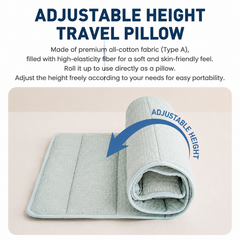 2-in-1 Coffee Adjustable Travel Towel Pillow Integeatd 60 x 140CM Foldable Padded Mat, Soft Cotton Neck Support Roll Pillow M