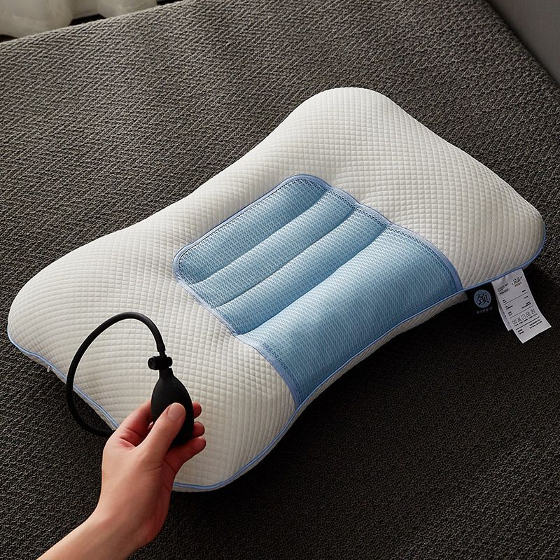 Blue Airbag Adjustable Cervical Neck Support Pillow - All Reason High Resilient Ergonomic Bed Traction Pillow with 4D Texture