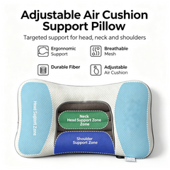 Blue Airbag Adjustable Cervical Neck Support Pillow - All Reason High Resilient Ergonomic Bed Traction Pillow with 4D Texture