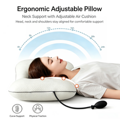 Blue Airbag Adjustable Cervical Neck Support Pillow - All Reason High Resilient Ergonomic Bed Traction Pillow with 4D Texture
