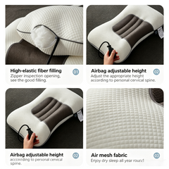 Blue Airbag Adjustable Cervical Neck Support Pillow - All Reason High Resilient Ergonomic Bed Traction Pillow with 4D Texture