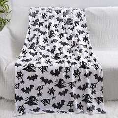 Glow in the Dark Flannel Blanket with Playful Hallowen Pumpkin (S134 / 75 x 100CM) - Versatile Soft Plush Magic Throw Blanket