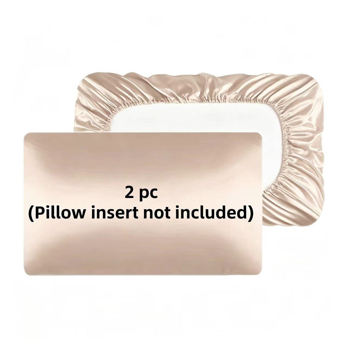2 Pack Khaki Satin Adjustable Pillowcases Set of Queen Size 20x30" - Soft Faux Silk Travel Covers for Hair & Skin, with Elast