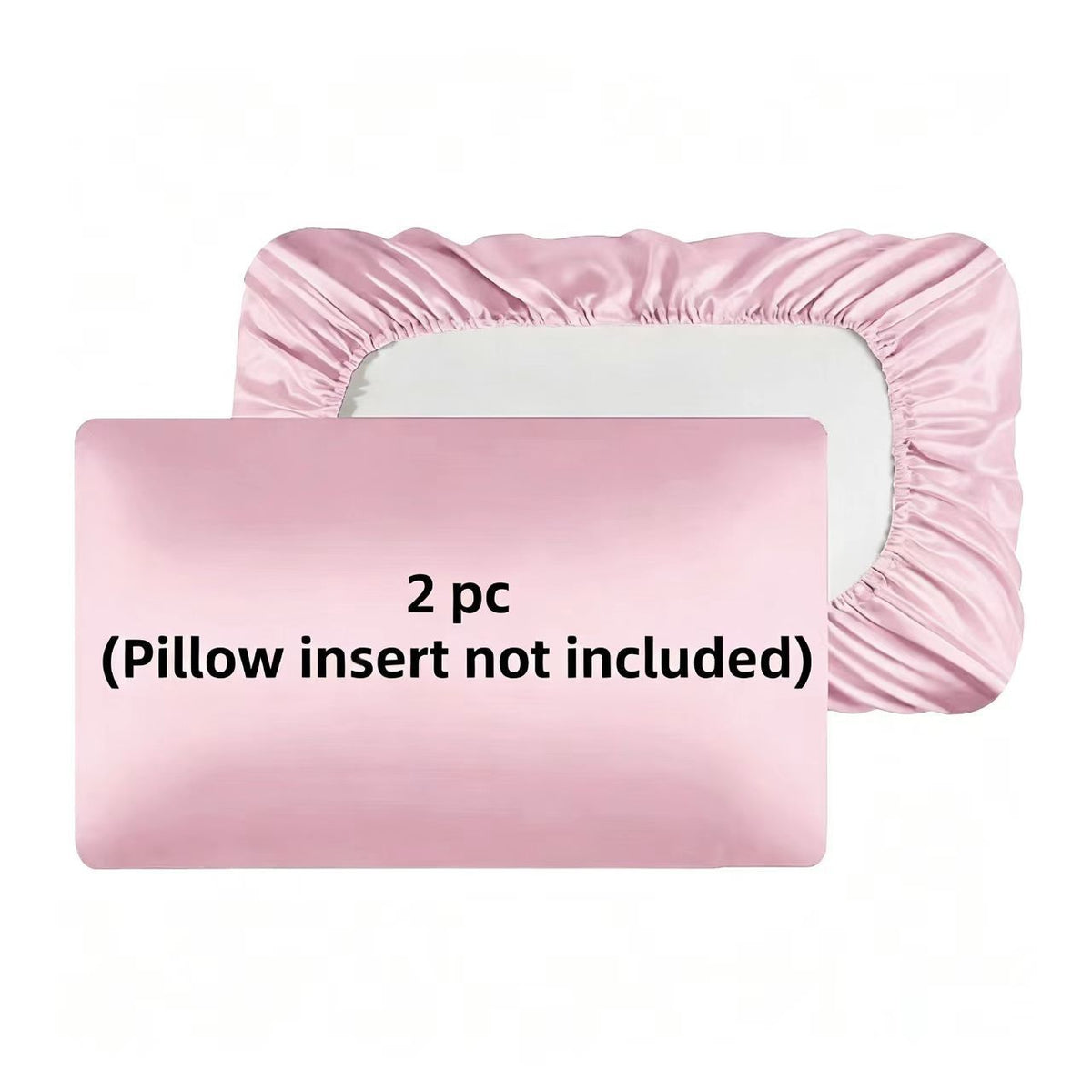 2 Pack Pink Satin Adjustable Pillowcases Set of Queen Size 20x30" - Soft Faux Silk Travel Covers for Hair & Skin, with Elasti