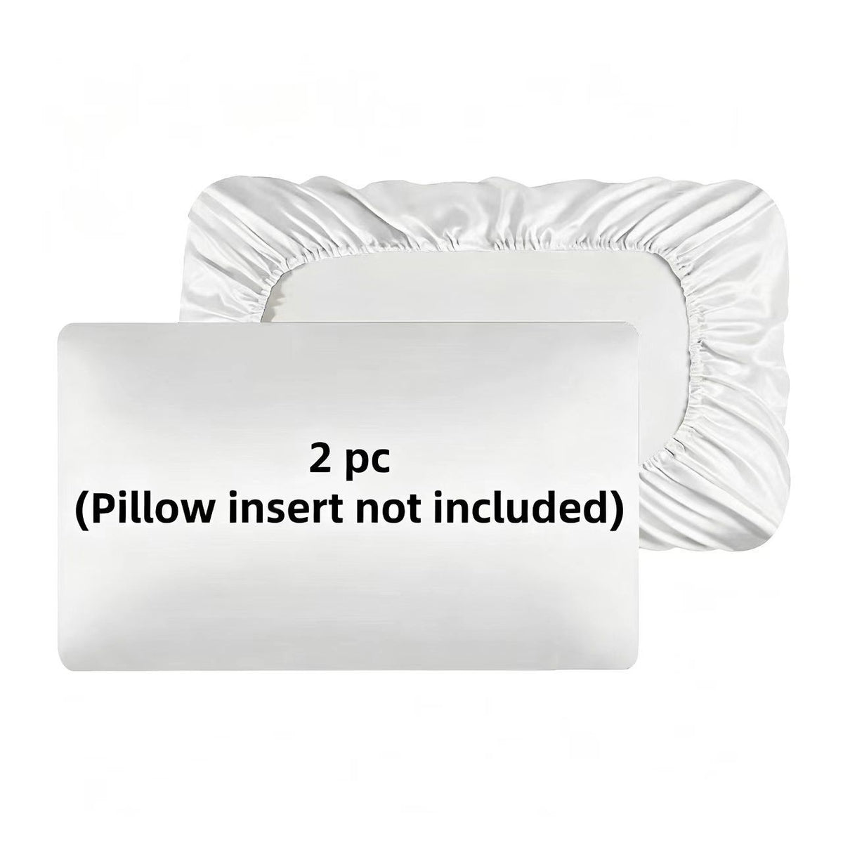 2 Pack White Satin Adjustable Pillowcases Set of Queen Size 20x30" - Soft Faux Silk Travel Covers for Hair & Skin, with Elast