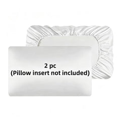 2 Pack White Satin Adjustable Pillowcases Set of Queen Size 20x30" - Soft Faux Silk Travel Covers for Hair & Skin, with Elast