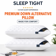 High Rebound Quilted Hotel Pillow Set 2 Pack - Anti Collapse Brushed Fabric Bed Sleeping Pillows for Ergonomic Neck Support (Low Pillow)