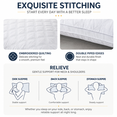 High Rebound Quilted Hotel Pillow Set 2 Pack - Anti Collapse Brushed Fabric Bed Sleeping Pillows for Ergonomic Neck Support (Medium Pillow)