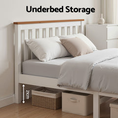 Artiss Bed Frame Double Size Wooden White PONY