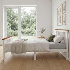 Artiss Bed Frame Double Size Wooden White PONY