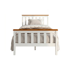 Artiss Bed Frame Single Size Wooden White PONY