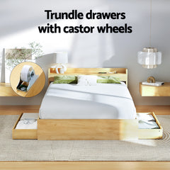 Artiss Bed Frame Queen Size with Charging Ports and 2 Drawers AURA