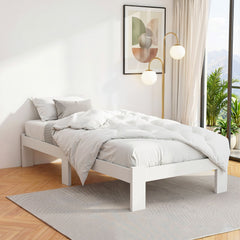 Artiss Bed Frame Single Size Wooden White JADE
