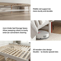 Artiss Queen Wooden Bed Frame with 2 Drawer Platform Bed with 108cm Solid High Headboard White Bed Base for Bedroom Easy Assembly