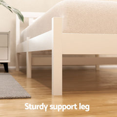 Artiss Bed Frame King Single Size Wooden Platform with 2 Storage Drawers White