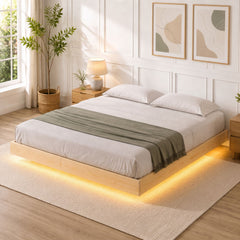 Artiss Bed Frame Queen Size Floating Wooden Mattress Base Platform Timber ODIN
