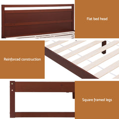Artiss Bed Frame King Single Size Wooden Walnut WITTON