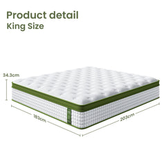 BedStory Pocket Spring Latex Hybrid Euro Top Mattress – King