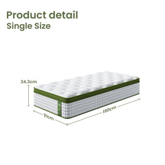 BedStory Pocket Spring Latex Hybrid Euro Top Mattress – King