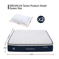 RoomSense Queen 30cm Medium Firm Latex Mattress, 2 Gel Cooling Pillows